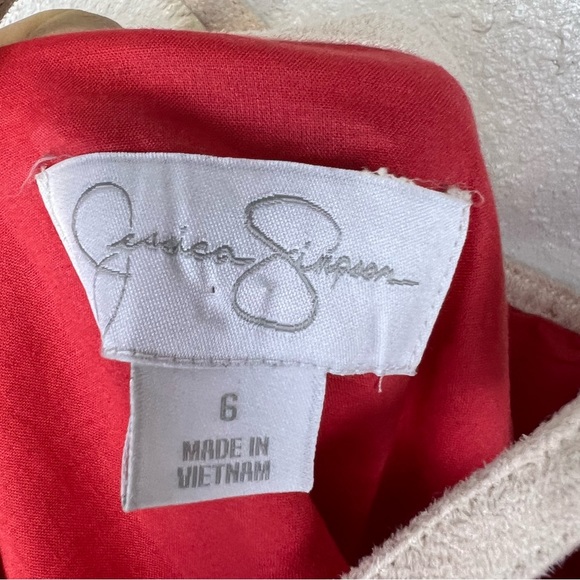 Jessica Simpson Coral Pink Fit and Flare Mini Dress Cross Back Barbiecore 6 - Picture 2 of 4